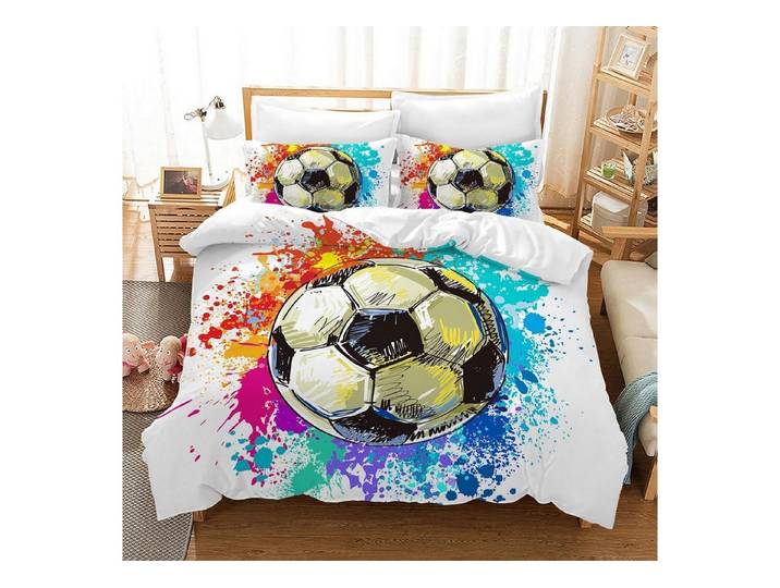 LuxusKollektion Kinderbettwäsche Bettwäsche Fußball 220x240cm 3D Mikrofaser