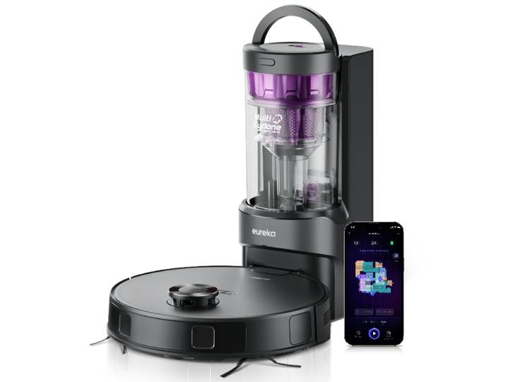 Eureka E20 Plus Aspirateur Robot avec Puissance d'Aspiration de 8000 Pa, Station de Vidage Automatique, Fonction Anti-Emmêlement, Évitement d'Obstacles 3D, Autonomie de 180 Minutes, DuoDetect IA, Noir