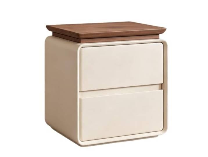 SilkRZlsss Nachttisch Mit 2 Schubladen, Modernes Geschwungenes Design Nachttisch Holz Mit Massivholzplatte, Beistelltisch Mit Gepolsterten Schubladen(#B,40*40CM)