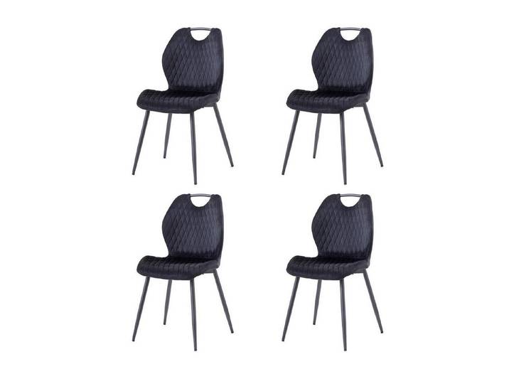 LuxusKollektion Esszimmerstuhl Esszimmerstühle 4er Set Polsterstühle Metallbeine Schwarz 4er-Set