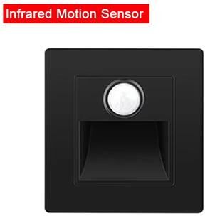 Inspire Select 3W Recessed LED Stair Step Light With Infrared Motion Sensor Indoor & Outdoor Wall Lamp For Stairs, Hallways & Bedroom motion Sensor Black