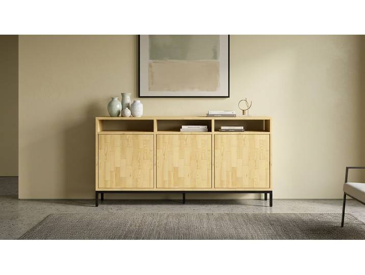 Breites Sideboard aus Kiefer Kiefer Natur geölt