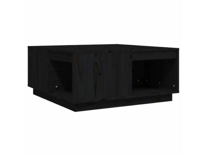 KUTYWEXFM Couchtisch Schwarz 80x81x36,5 cm Massivholz Kiefer Sofatisch Praktische Ablage für Snacks und Magazine im Wohnzimmer mit natürlicher Holzmaserung für ein gemütliches Ambiente.