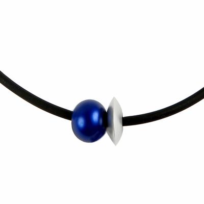 Collierkettchen DEMARIE "eloxiertes Aluminium", blau, Halsketten, Damen, 45cm, Metall, L: 45 B: 13mm, glänzend, matt, B:13mm