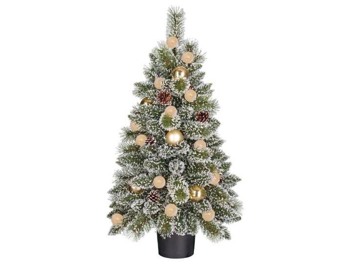 Arbre de Noël artificiel Black Box Trees Kaprun\, avec décoration\, H90 x Ø61 cm - Arbre artificiel en pot - Sapin de Noël pour intérieur - 120 branches - Vert