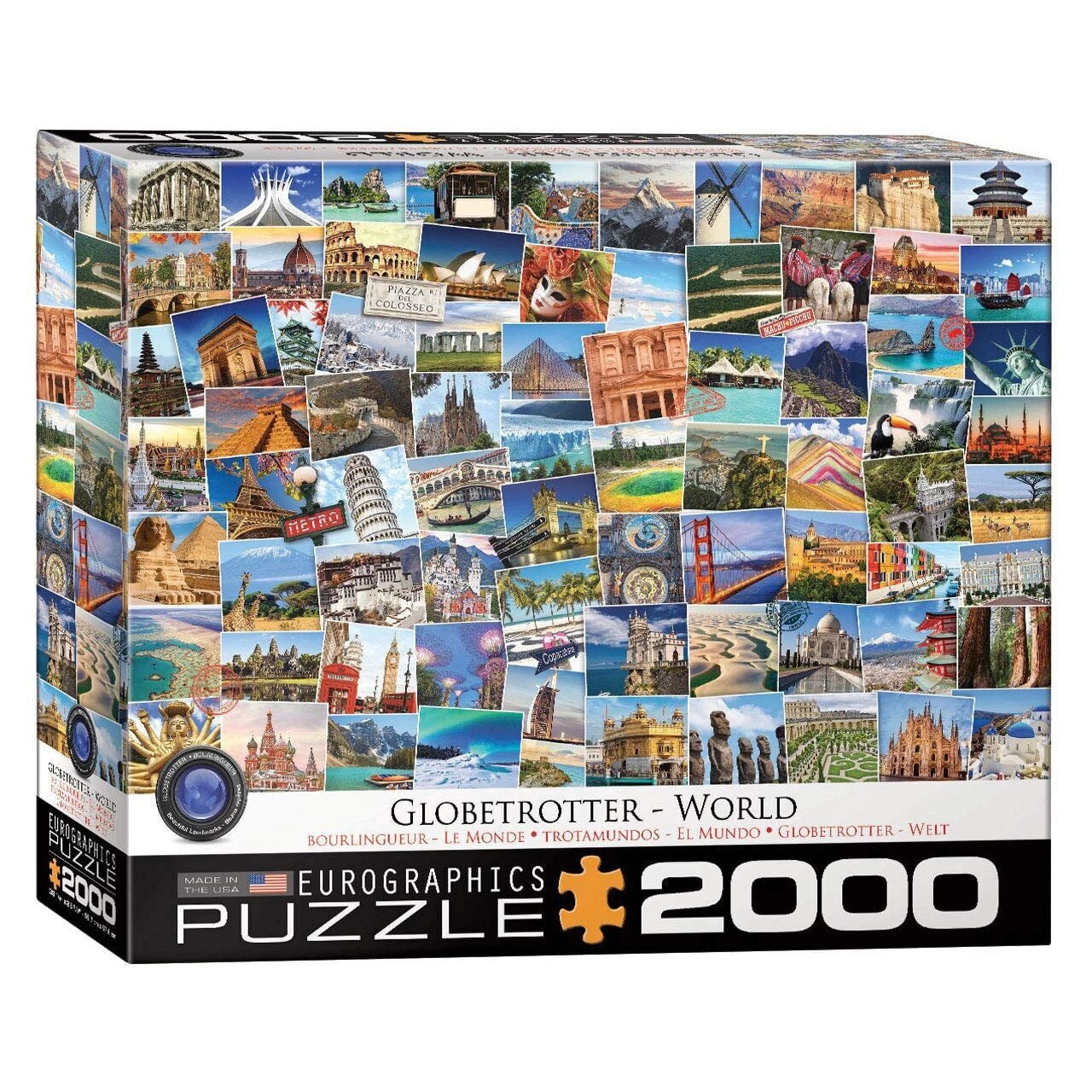 Eurographics Puzzel Wereldkaart Globetrotter 2000 stukjes van karton