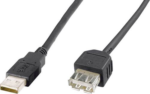 Digitus USB-Kabel USB-A Stecker, USB-A Buchse 1.80m Schwarz AK-300200-018-S