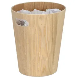 Relaxdays Runder Papierkorb aus Holz Hellbraun