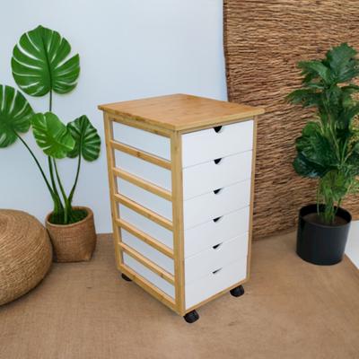 Fairway Avenue Home Solid Bamboo Frame 6 Drawer Rolling Storage Cart