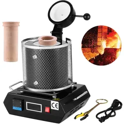 VEVOR Goldschmelzofen 1350 W 1150 °C Max. Temperatur, digitaler elektrischer Schmelzofen 3 kg Keramiktiegel zum Gießen & Raffinieren von Edelmetallen, zur Verarbeitung von Gold Silber Aluminium
