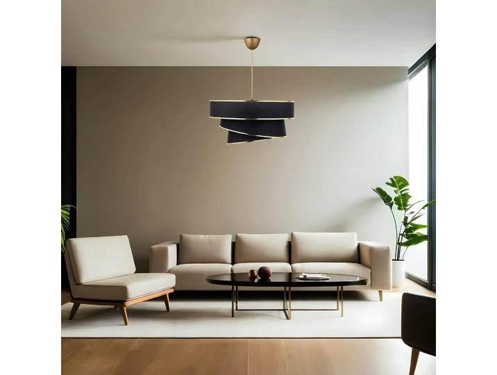 Suspension design - abat-jour triple ZURICH - Noir / or