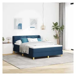vidaXL, Boxspringbett, Boxspringbett Mit Matratze Stoff Blau (140 x 190 cm)