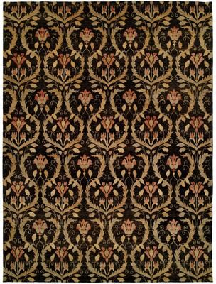 KALATY Transitional Black Hand-Knotted Wool Area Rug