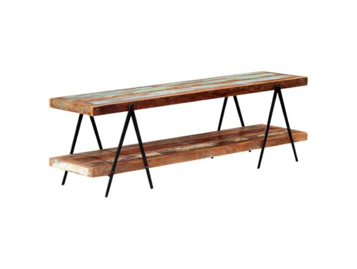 HEFZGDB Massiver Altholz TV-Schrank 160x40x50 cm mit 2 Ablageflächen und Eisenrahmen - Vintage Industrie Möbelstück aus recyceltem Holz