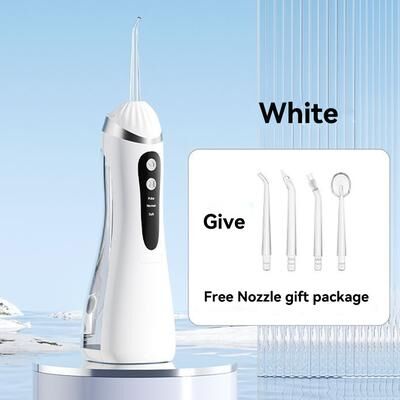 Daily Deals Depot Portable Dental Water Flosser, Waterproof Oral Irrigator With Cleaning Modes, Rechargeable Jet Floss For Teeth Whitening white