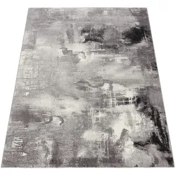 KADIMA DESIGN Teppich Kurzflor Abstrakt Wohnzimmer schmutzabweisend Hellgrau Rechteckig 80x150 | 100% Polypropylen | Florhöhe: 12 mm | nur Handreinigung