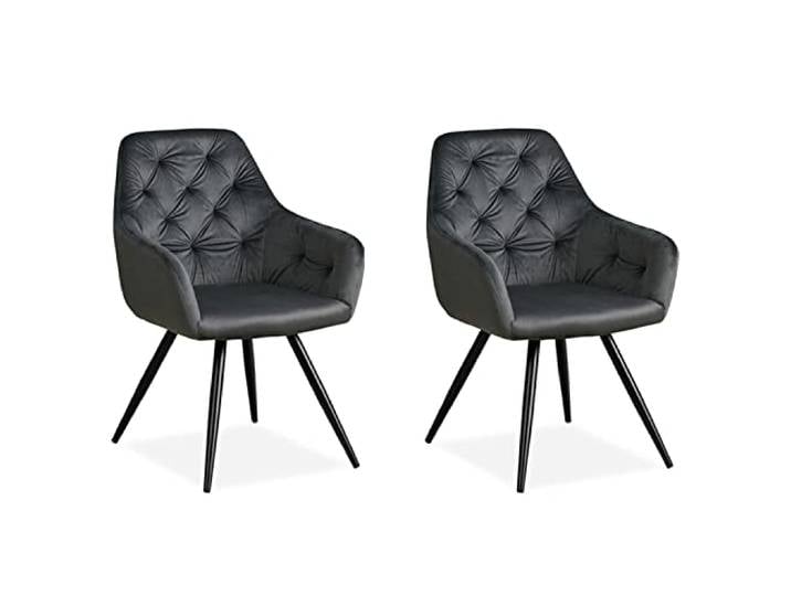 Homestyle4u 2er Set Esszimmerstühle Samt Grau - Küchenstuhl & Polsterstuhl