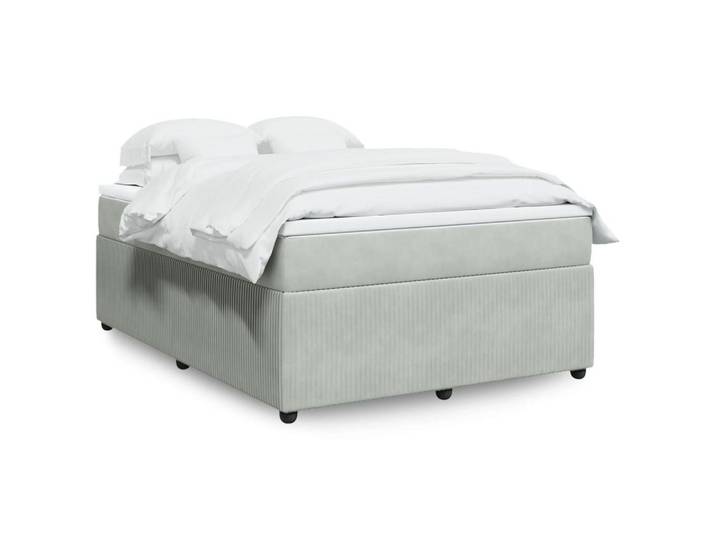 vidaXL Boxspringbett, Boxspringbett mit Matratze Hellgrau 140x190 cm Samt