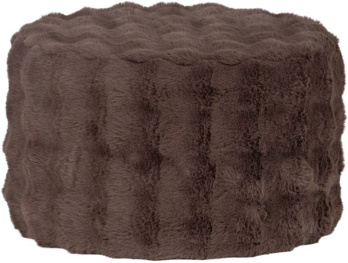WOOOD Hocker Olven mit Dream-Flauschbezug und runder Form H 36 x B 60 x T 60 cm, Gute Verschleißfestigkeit, flauschige Haarstruktur, montiert geliefert