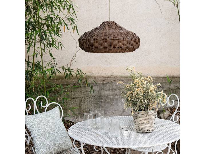 Suspension cloche XL en polyrotin marron (non éléctrifiée) fait m