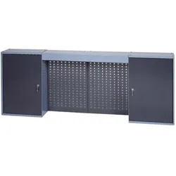 HP Autozubehör, Werkstattschrank, Werkzeugschrank H600xB1600xT200mm hammerschlagsilber anthrazit 4 Lochrückwände, 2 Türen (160 cm, 60 cm)