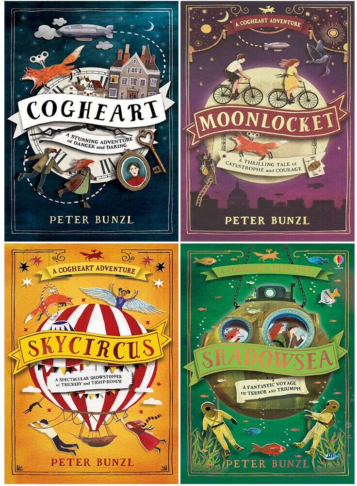 Usborne Cogheart Adventures Series – 4 Book Collection Set by Peter Bunzl   Steampunk Fantasy Adventure for Kids & Teens