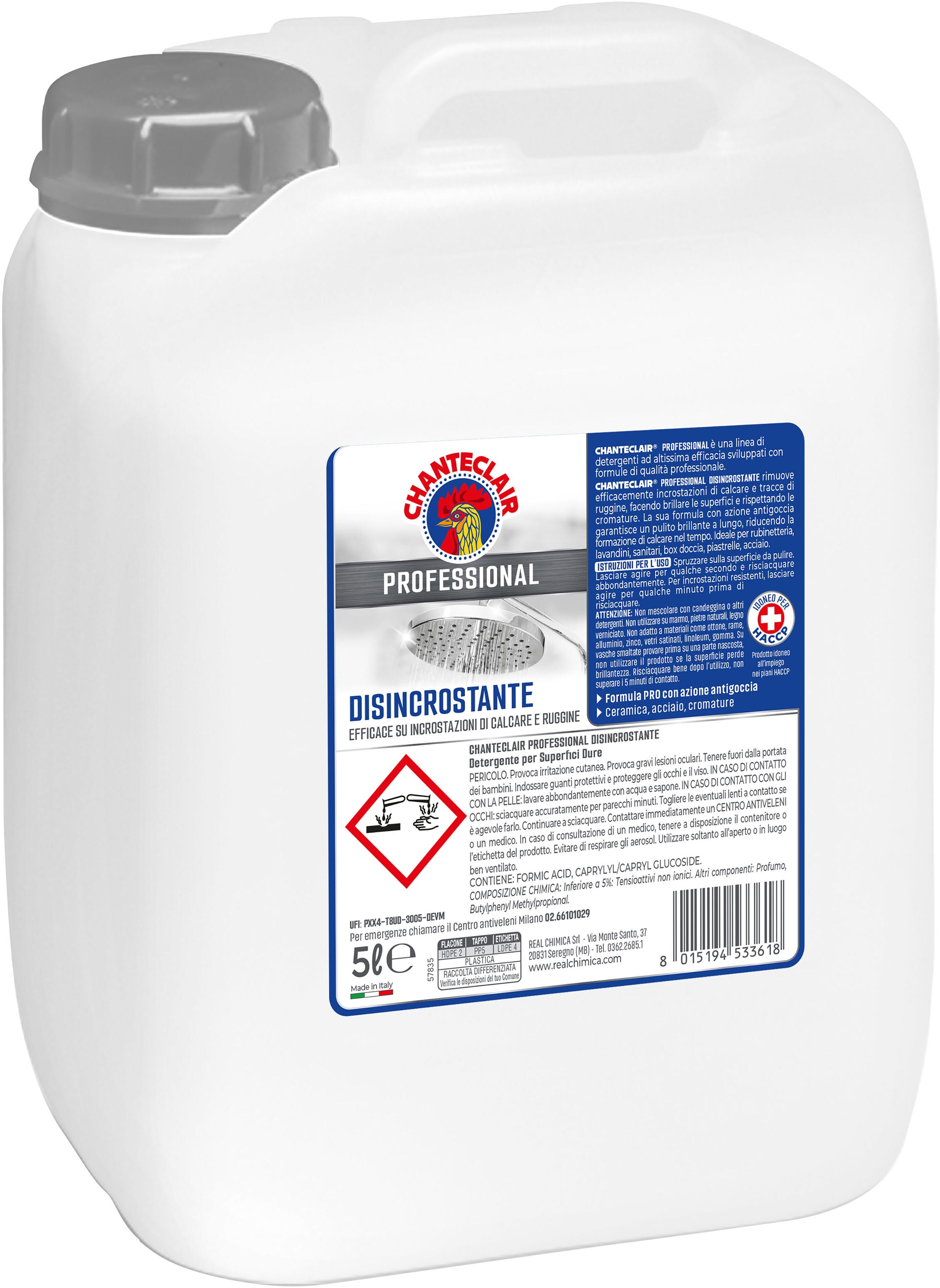 Tecnomat DISINCROSTANTE CHANTECLAIR PRO 5 l    FORTE CONTRO CALCARE     IDONEO PROTOCOLLO HACCP