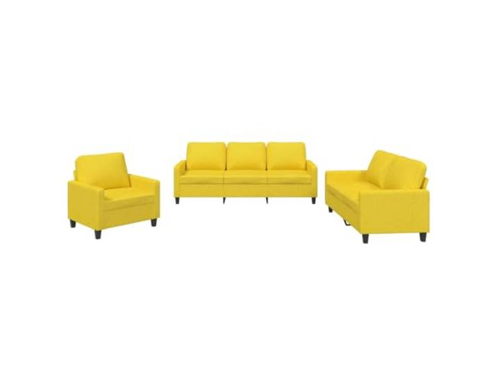 Todiikf 3-TLG. Sofagarnitur mit Kissen Couch Set für Wohnzimmer Hellgelb Moderne Polstergarnitur inkl. Sessel 2er & 3er Sofa mit dickem Schaumstoff für Gemütlichkeit im Wohnzimmer.