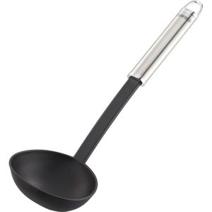 Leifheit Schöpflöffel Sterling 24057, Nylon, 31cm, Ø 9,5cm spülmaschinengeeignet silber/schwarz