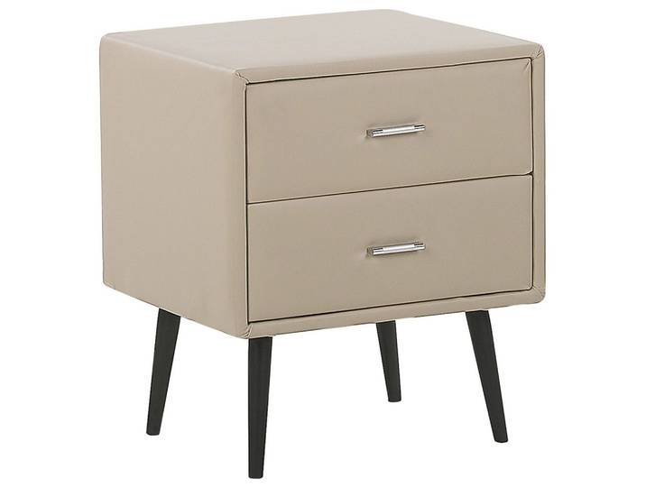 NACHTTISCH beige Kunstleder 2 Schubladen Essonne