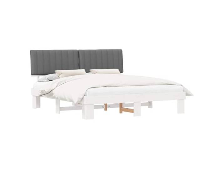 PUGYNBK Bettgestell aus Kiefernholz mit gepolstertem Kopfteil Plattform ohne Lattenrost, weicher Schaumstoff, modernes Schlafzimmer, einfache Reinigung
