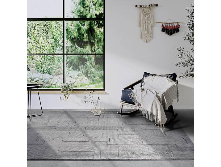 Wollteppich Wilhelmine Grau/Grau 120 x 170cm Baumwollstoff/Wolle