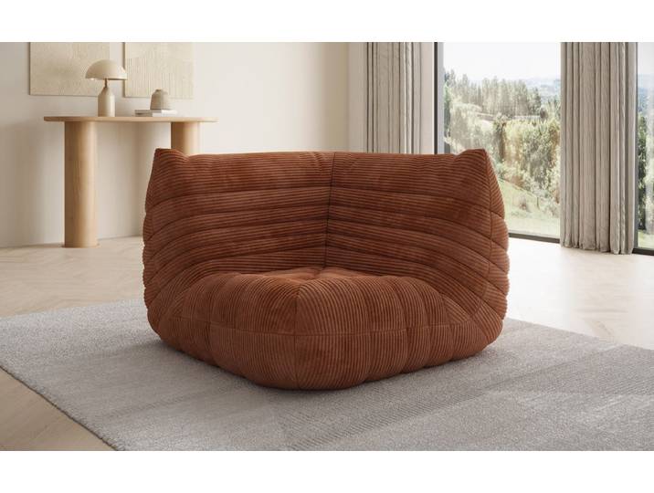 Designer Eckmodul Sofa-Sessel Calmo in Cord - Schwarz - Cord - Luxusbetten24