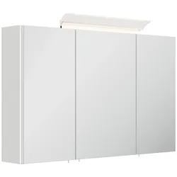 Spiegelschrank 120cm inkl. Design LED-Lampe und Glasböden weiss hochglanz