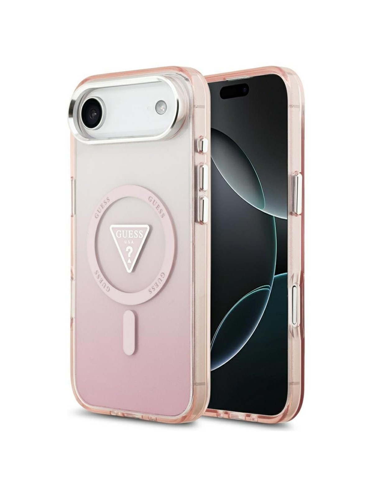 GUESS IML Gradient Triangle Logo MagSafe iPhone Air Case - Pink