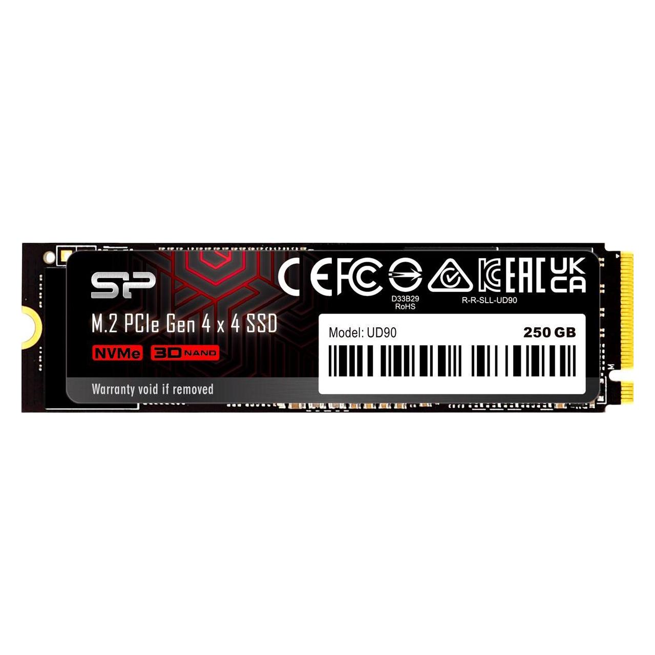 Silicon Power M.2 2280 PCIe 250GB SSD UD90 Gen4x4 NVMe 4500/1950 MB/s (250 GB, M.2 2280) (SP250GBP44UD9005)