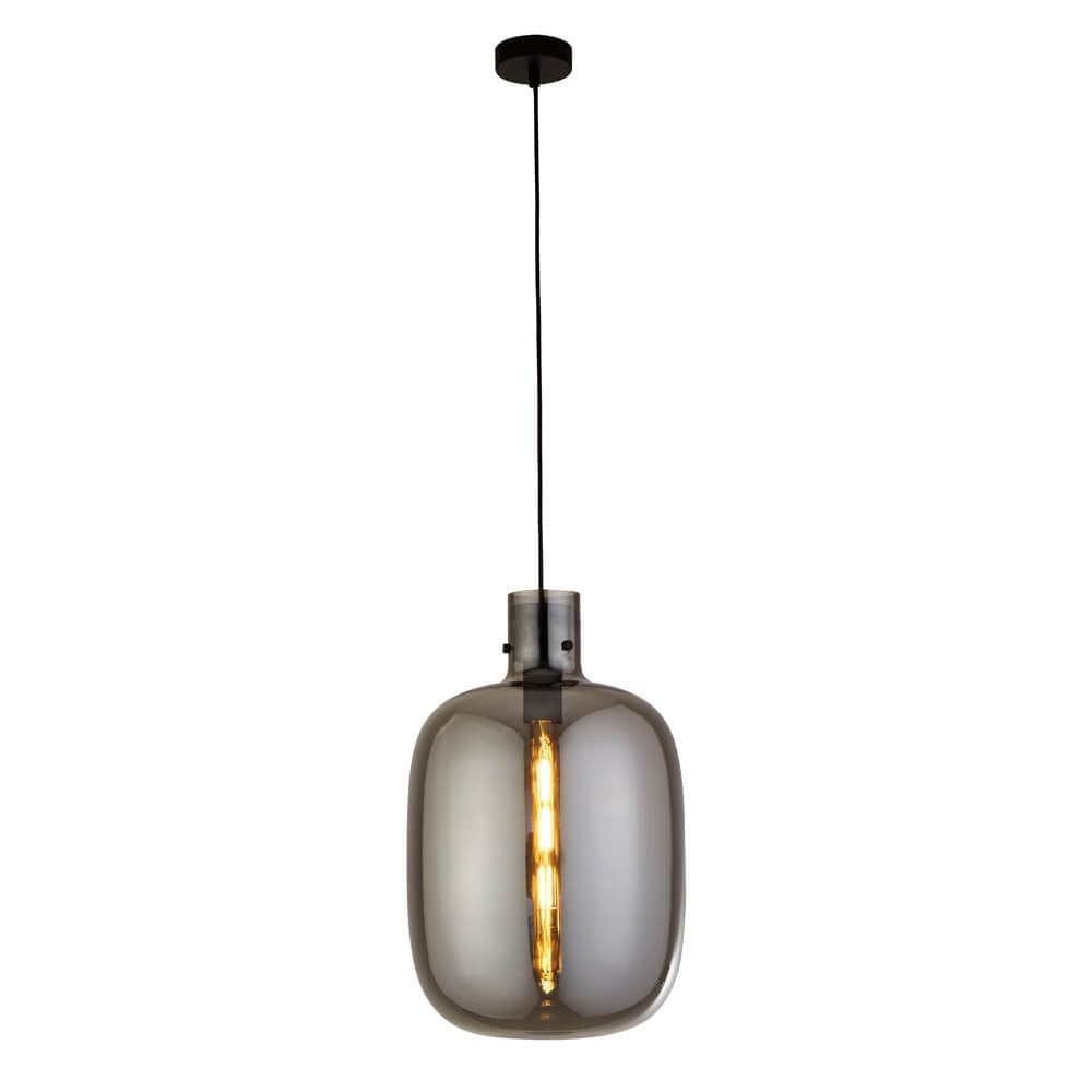 Searchlight Hanglamp Barrel met zwart en smoke glas