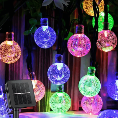 Inspire Curations Solar Crystal Globe String Lights With 8 Lighting Modes colorful 7m50leds