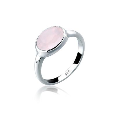 Silberring ELLI "Ring Rosenquarz Solitär 925 Sterling Silber" Gr. 58, rosa, Fingerringe, Damen, 58, Silber 925 (Sterlingsilber), Silberring
