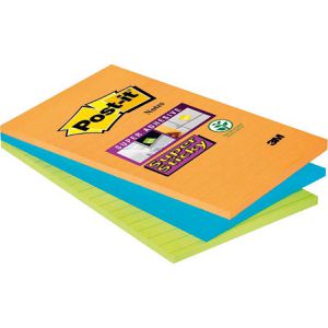 Post-it Haftnotizen Super Sticky Notes, neon, 101 x 152mm, selbstklebend, 3 x 45 Blatt