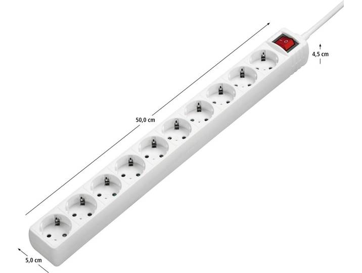 Hama 00137234, 10 AC-Ausgänge, 230 V, 16 A, 3500 W, Weiß, Kunststoff