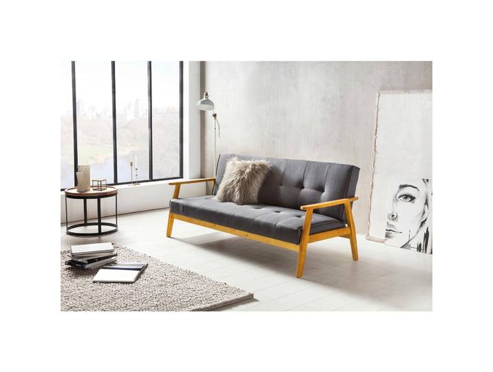 SCHLAFSOFA Naturfarben/Dunkelgrau 190 cm