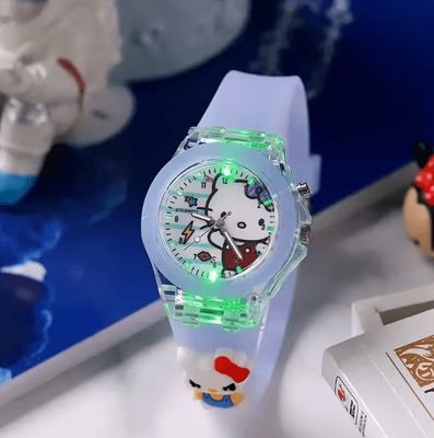 Inspire Curations Disney Minnie Mickey Kids Light Up Watch Cartoon Flashing Silicone Wristwatch Toy white Kt