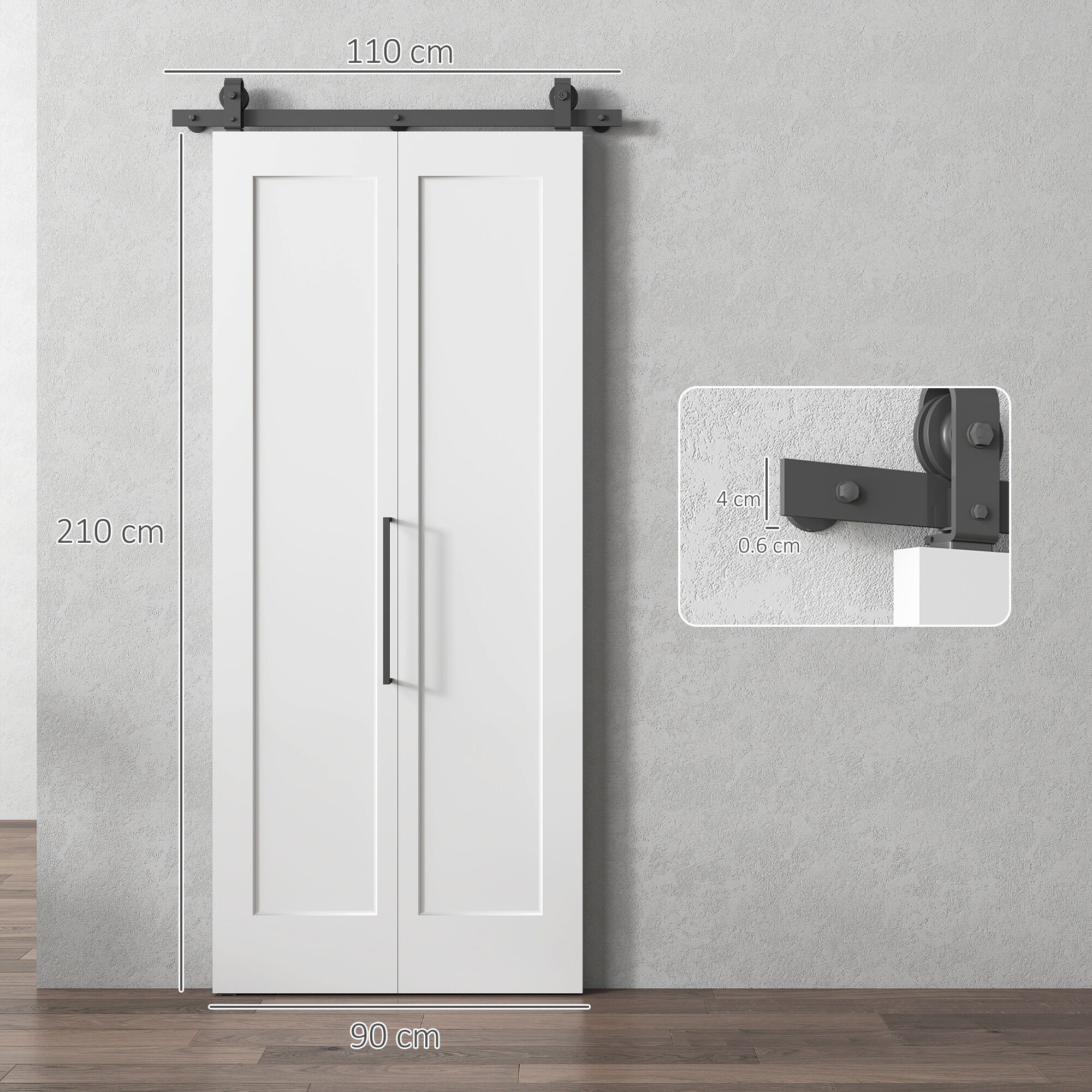 Altro Porta Scorrevole A Libro Pieghevole A Portafoglio Con Superficie Verniciabile, 90x210 Cm, Bianco