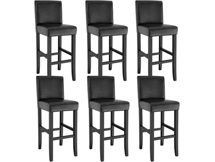 tectake Barhocker 6er Set Kunstleder, Sitzhöhe 76 cm, antikbraun, Schwarz, Leder, 40x107x41 cm, Esszimmer, Barmöbel, Barhocker
