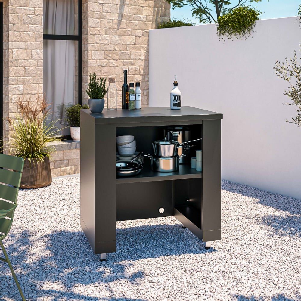 Oviala Encimera y estantería para cocina exterior