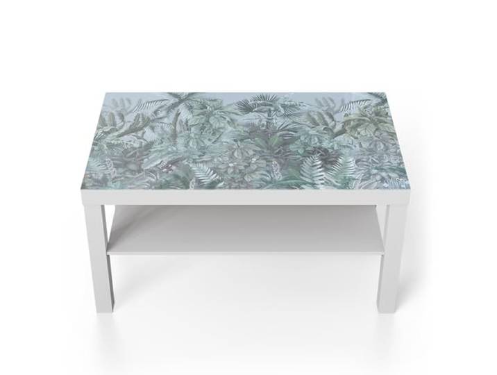 DEQORI Glastisch weiß groß 90x50 cm Motiv Tropische Harmonie ausgefallener Beistelltisch aus Glas Hochglanz Couchtisch fürs Wohnzimmer moderner Couch Tisch mit Design