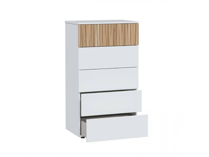 Commode 5 tiroirs h109 cm - blanc