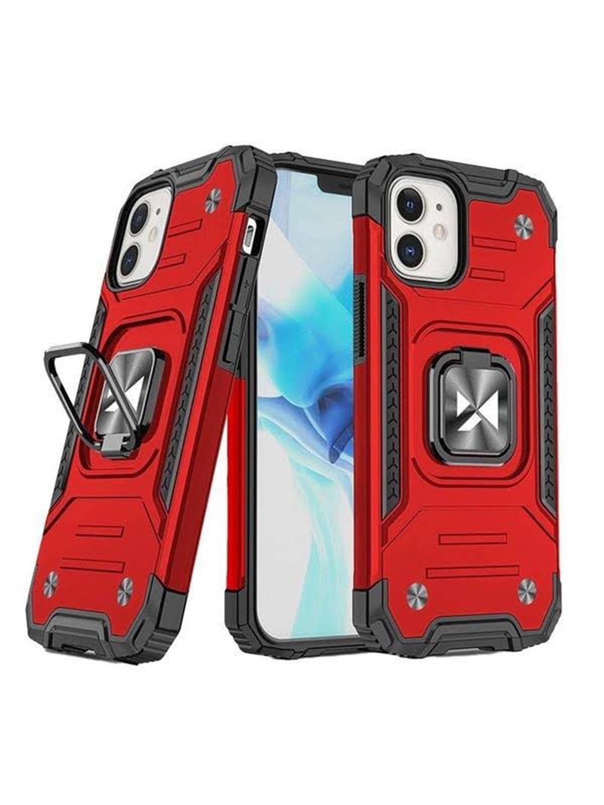 Wozinsky Ring Armor case for iPhone 14 Plus armored cover magnetic holder ring red