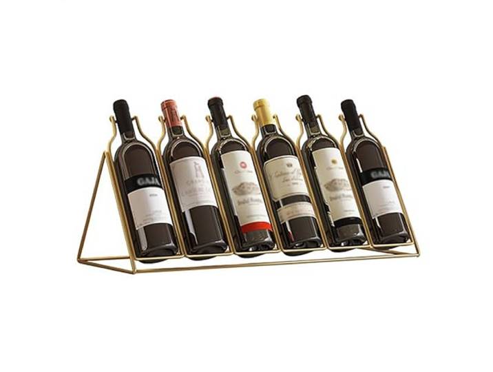 SDGBCXD Weinregal, Desktop-Metall, einfach und stilvoll, stabile Tragfähigkeit(Gold)